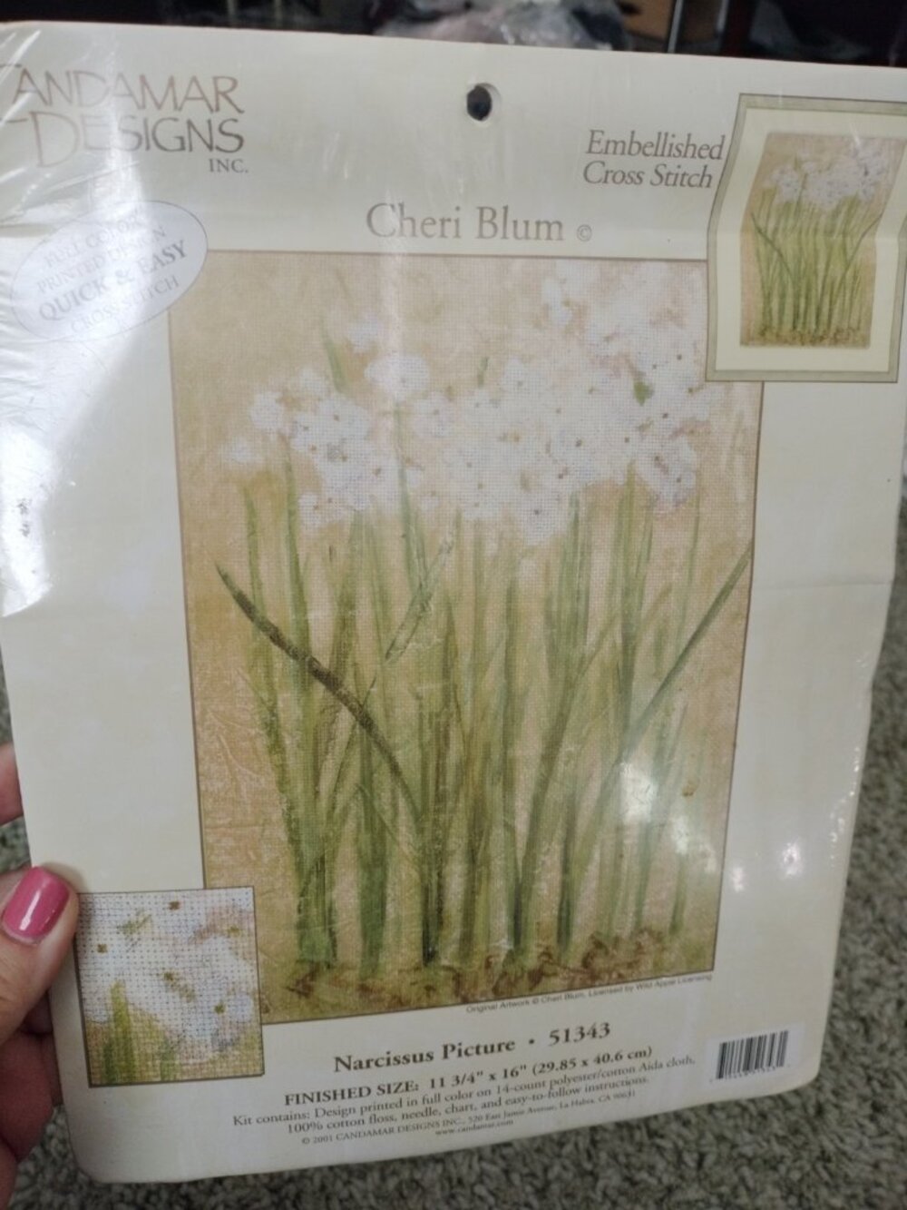 Candamar Designs Narcissus Picture EMBELLISHED cross stitch kit 51343 flowers